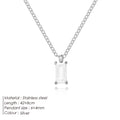 eManco Rectangular Zirconia Pendant Women's Fine Jewelry Stainless Steel Gold-Plated Short Necklace Wholesale